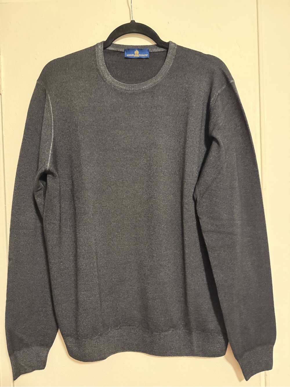 Eredi Pisano 100% Merino Wool Men's Crewneck Sweater - Dark Gray XL